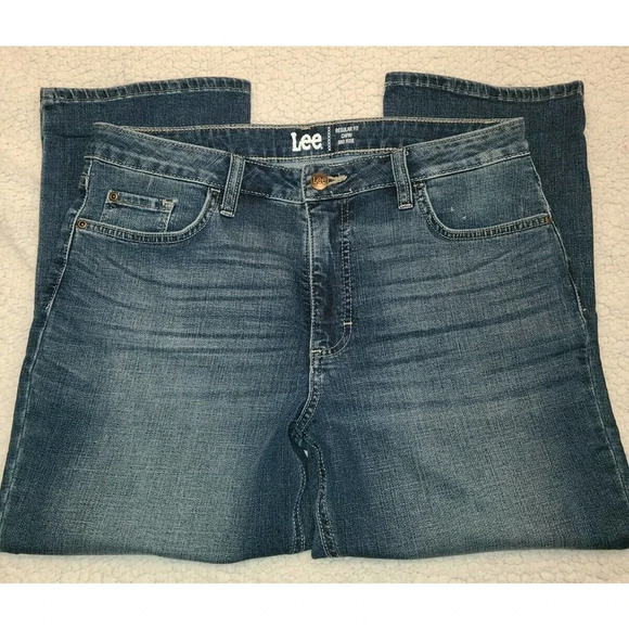 Lee Regular Fit Mid Rise Capri Womens Size 14M Blue Denim Jeans (G11) - Picture 1 of 5